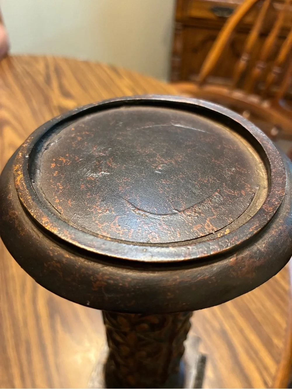 Decorative Bronze-Accent Candle Holder Pillar - Brown
